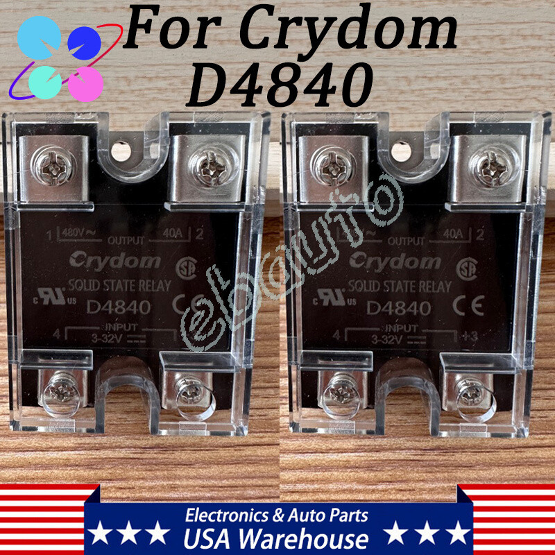 2PCS For Crydom D4840 SSR Solid State Relay Output 480VAC 40A Input 3-32VDC US