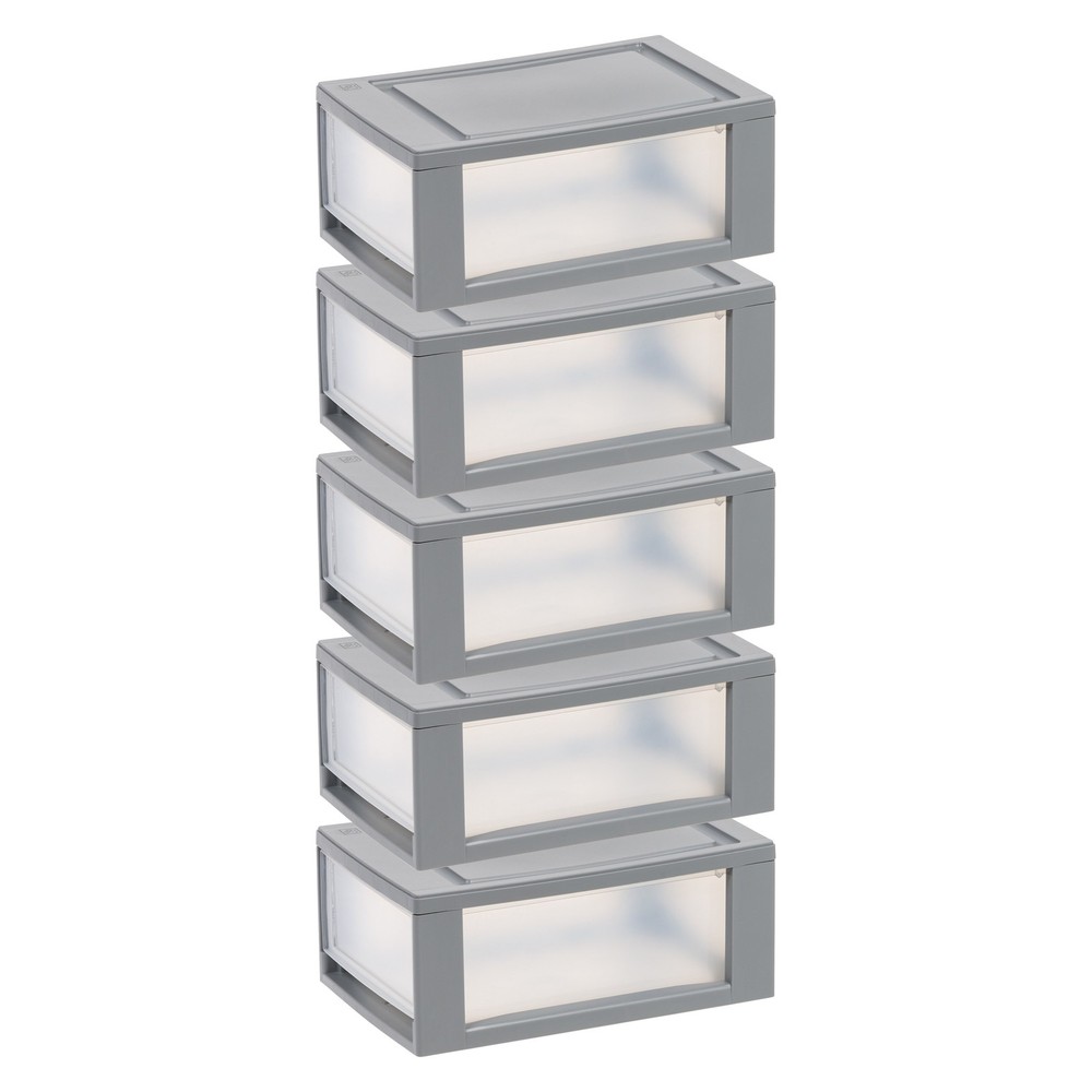 IRIS 6 Qt Small Plastic Drawers, under Bed Storage Bins, Stackable, Modular 5Pk