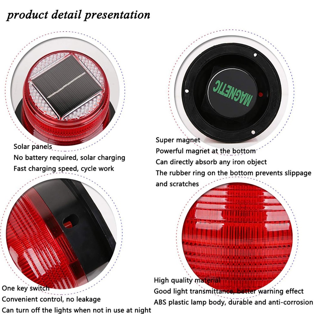 Solar Strobe Warning Safety Flashing Light/Ceiling Strobe Light,w/ Magnetic Base