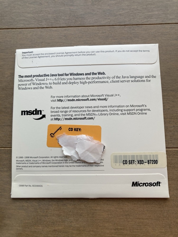 Microsoft Visual J++ 6.0, with CD Key
