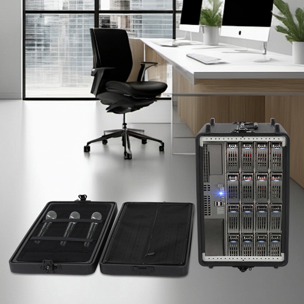 6u Rack Case Dust-proof With Microphone Storage Equalizers Amplifiers Speaker