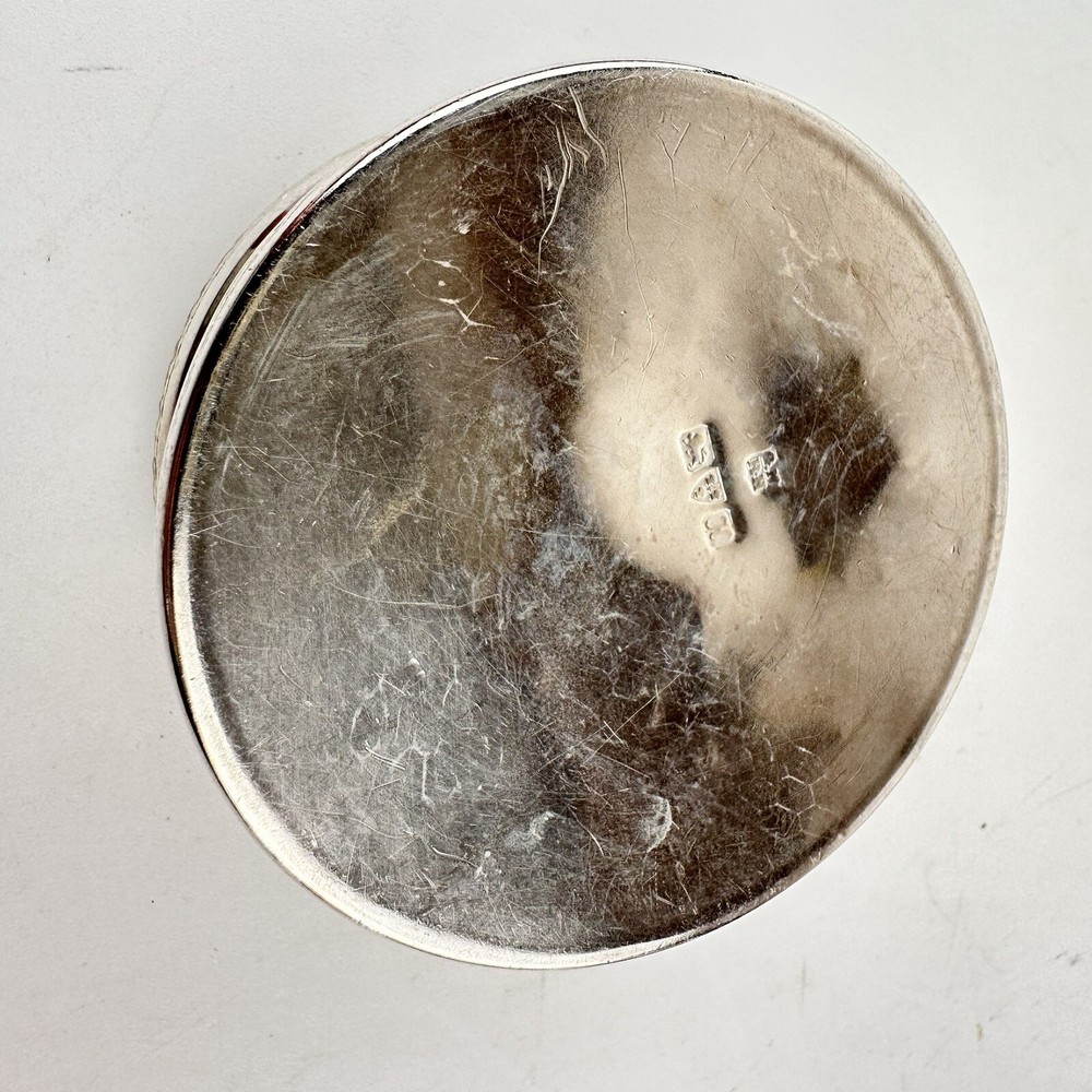 Antique Solid Silver Circular Box Nathan & Hayes 1908 8cm