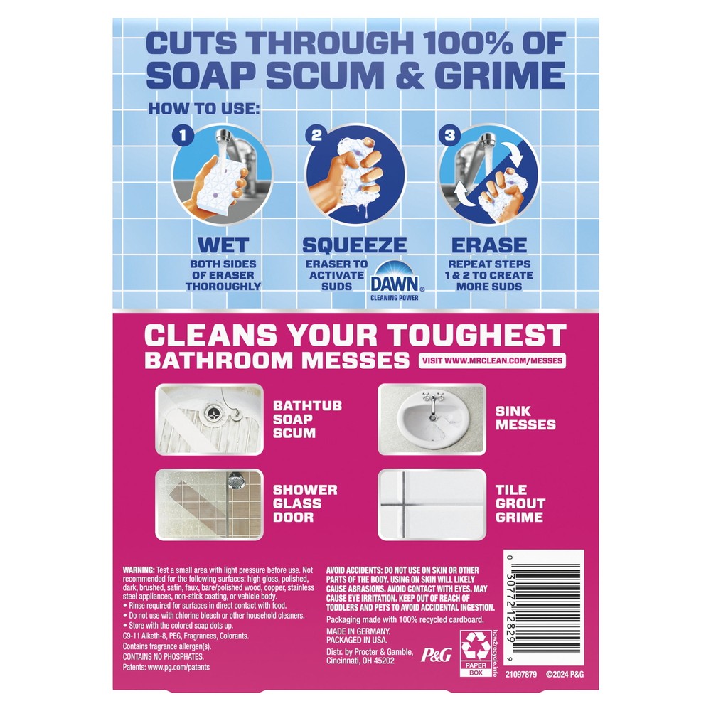 Ultra Bath Magic Eraser, Multi Purpose Cleaner for Bathroom, 3 Count