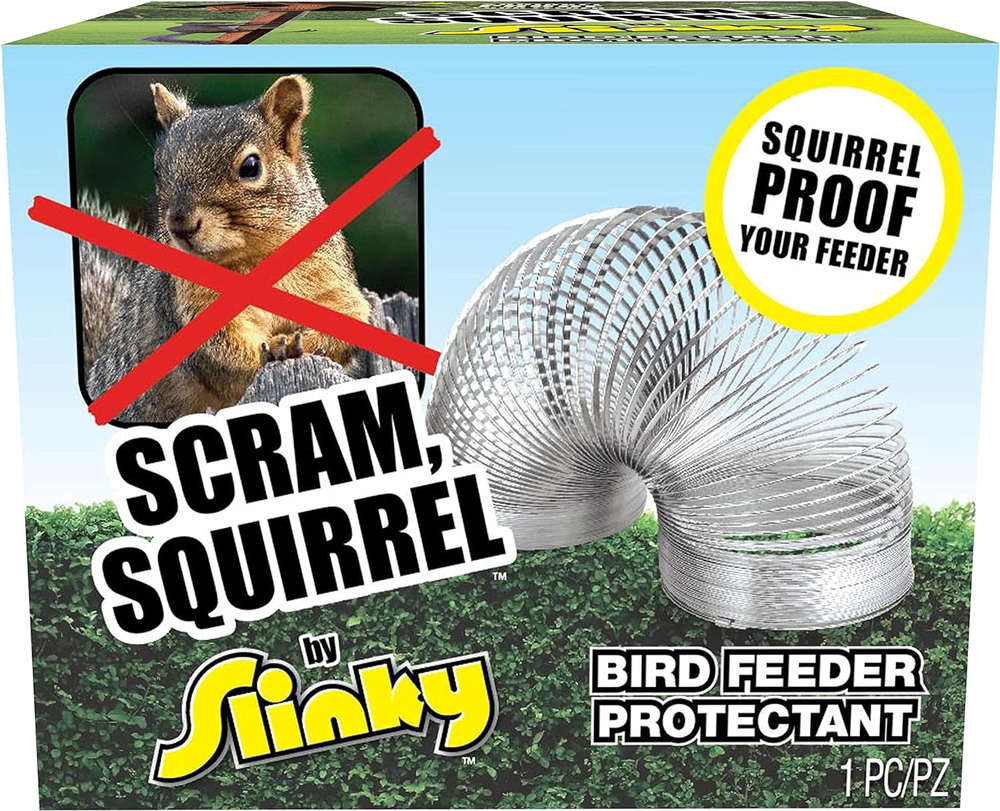 Scram, Squirrel by Slinky, Squirrel-Proof Bird Feeder Accessory That Guards Bird