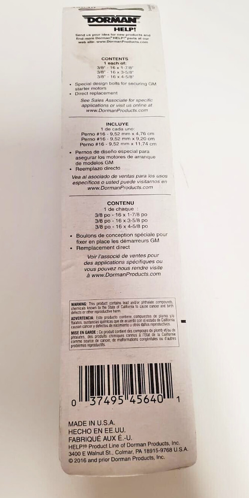 STARTER BOLT ASSORMENT 45640