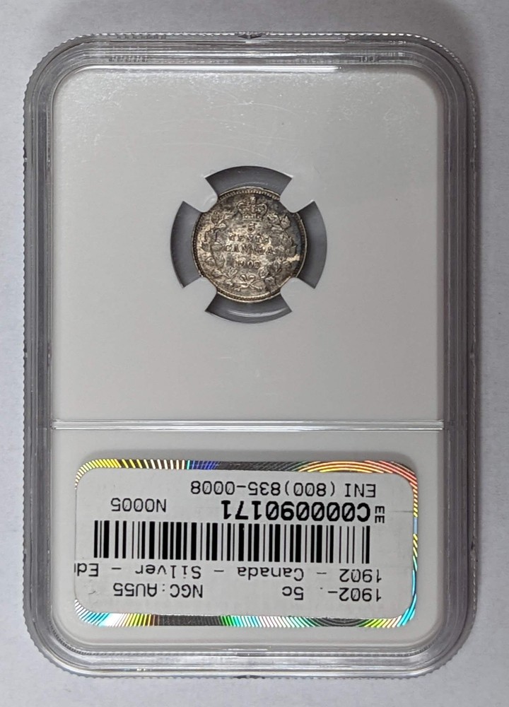 1902 Canada 5c PCGS AU 55