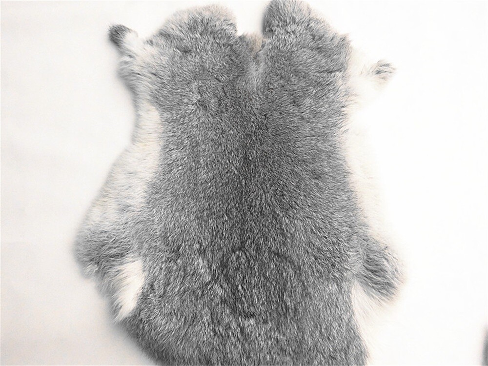 High Quality Soft Natural Gray Rabbit Skin Pelt Real Fur Craft Decro 8-14'' US