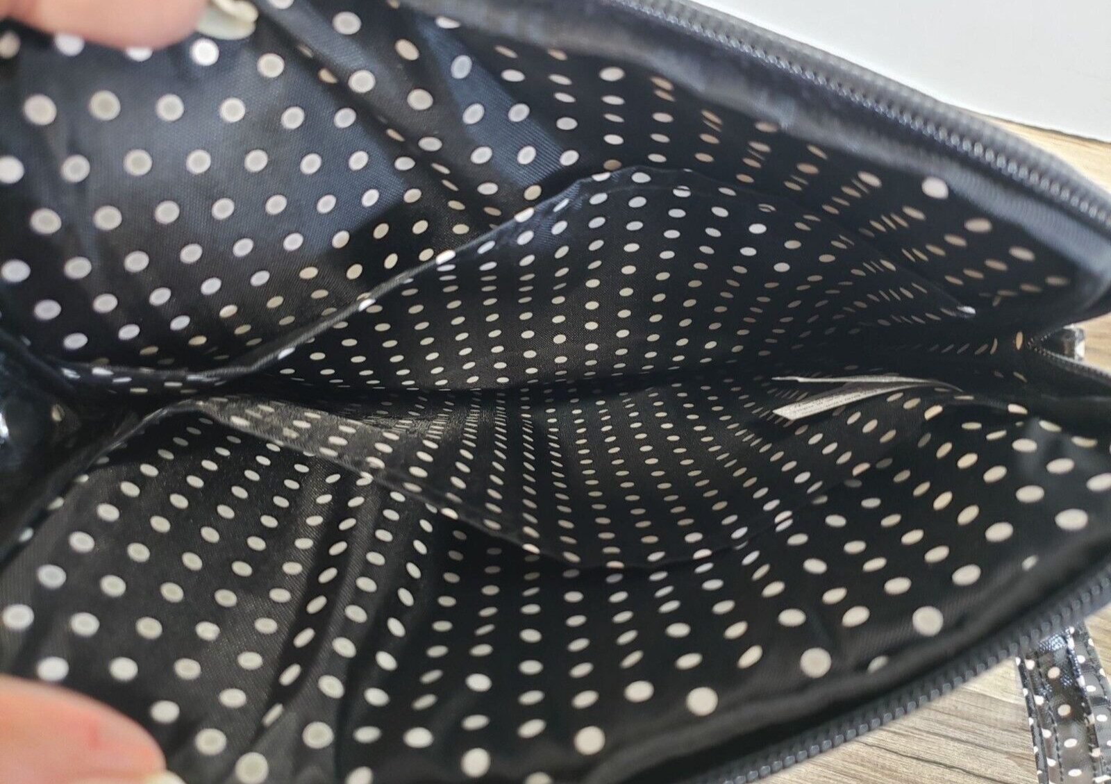 DISNEY MINNIE MOUSE Polka Dot Crossbody Bag Bow Detail RED BLACK RETRO STYLE