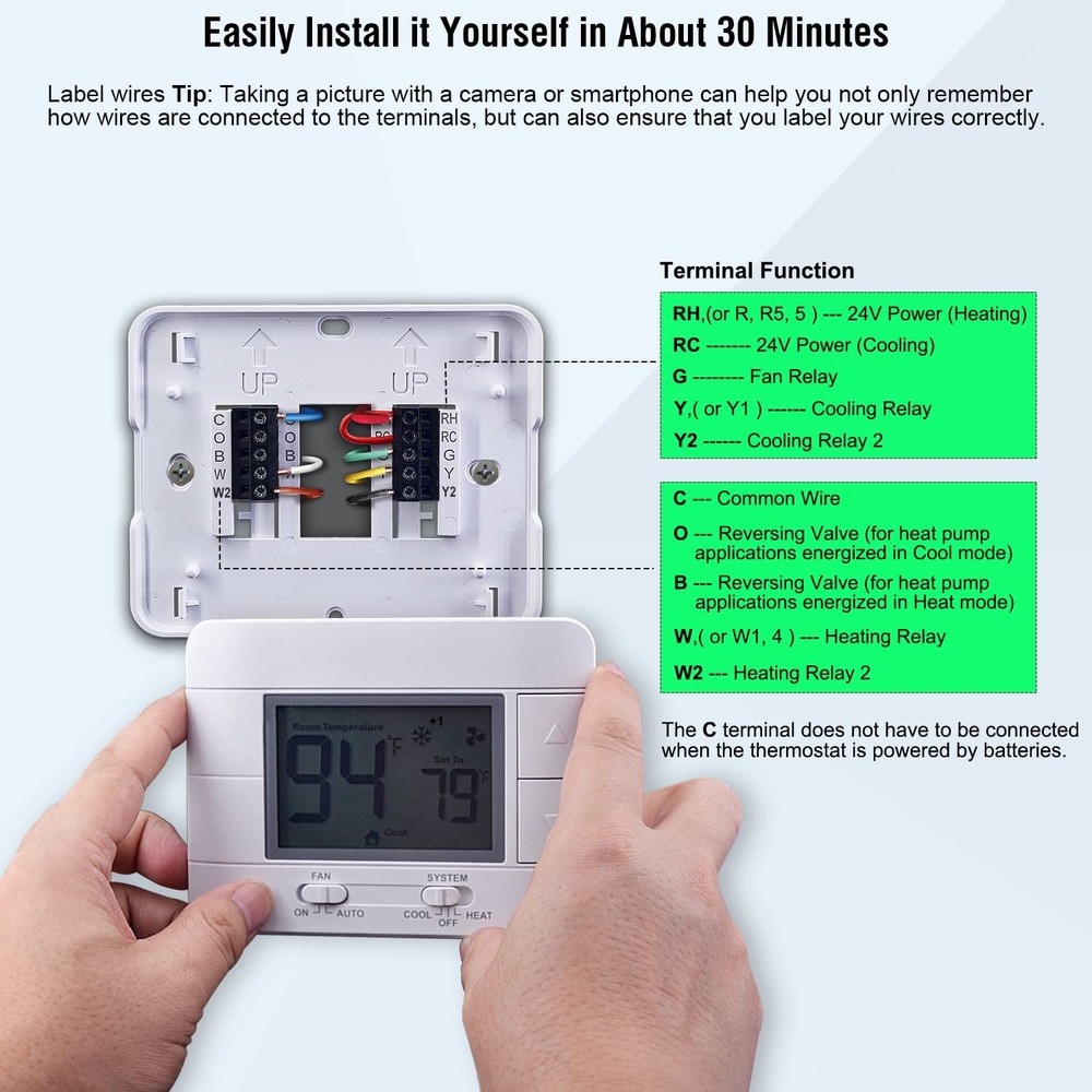Multi-Stage Non-Programmable Thermostat 2 Heat/2 Cool with LCD Display