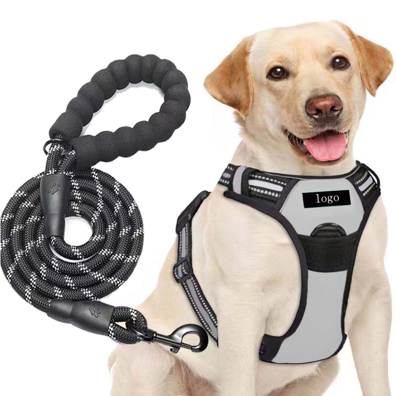 Dog Harness & Training Leash No Pull Control Adjustable Large Handle Heavy Duty