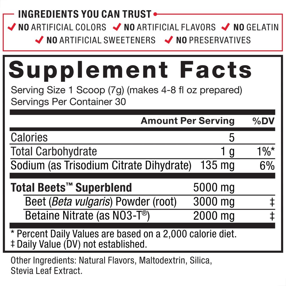 Force Factor Total Beets Circulation Superfood Beet Root Powder Nitric Oxide