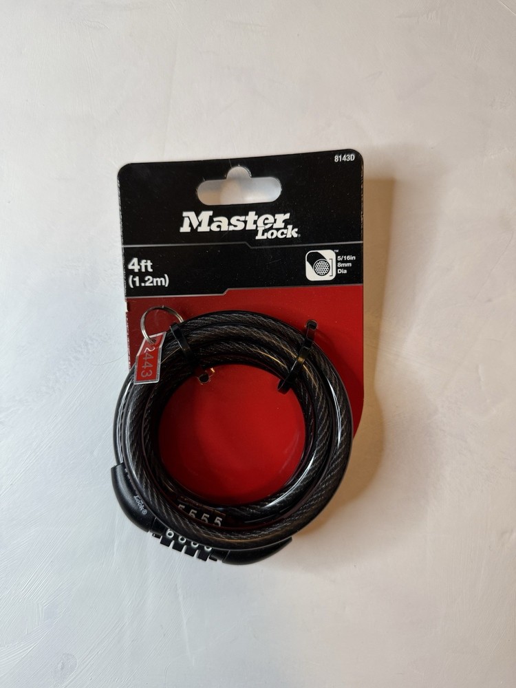 Master Lock 4-Ft. 1/4in. Dia. Cable with Lock - Model# 8143DSG