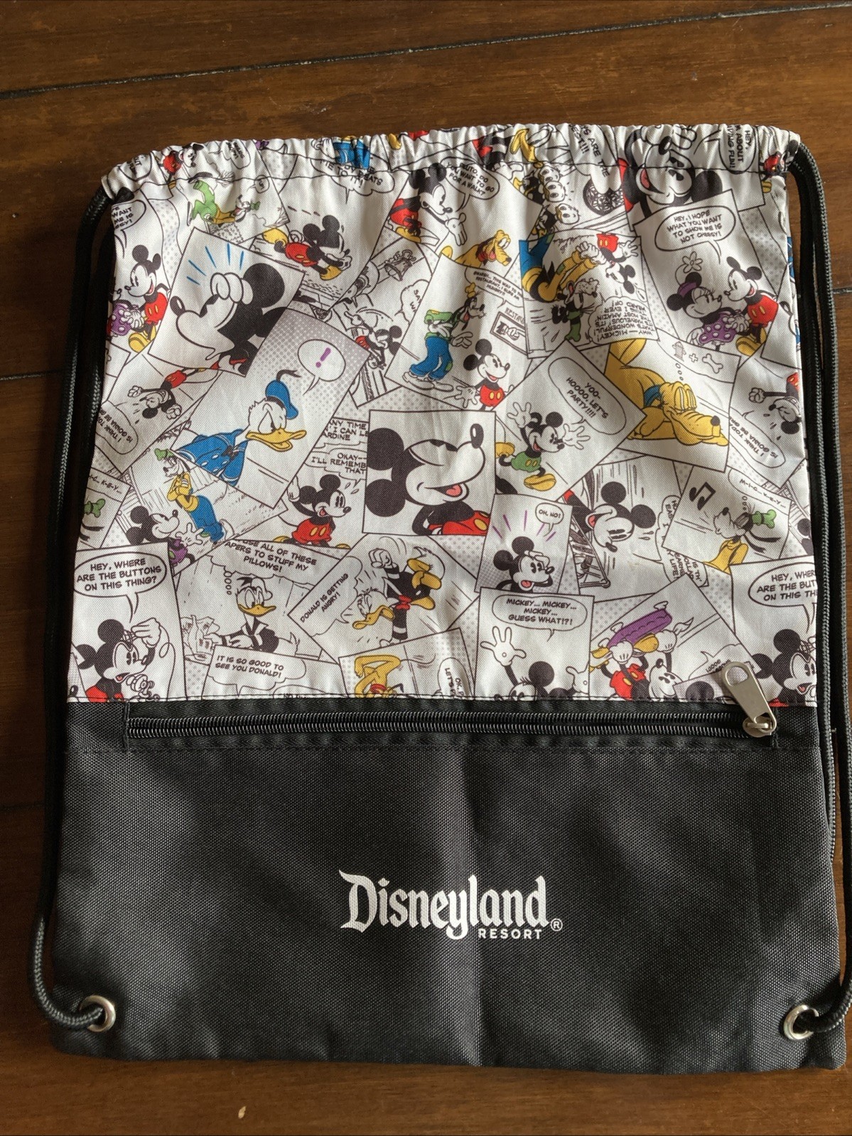 Disneyland Drawstring Backpack Comic Strip Mickey Minnie Mouse W Goofy - Bag