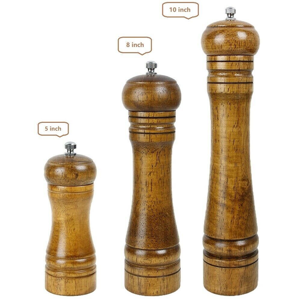 Kitchen Tools Cooking Pepper Grinder Hand Movement Oak Solid Wood Pepper Mill US