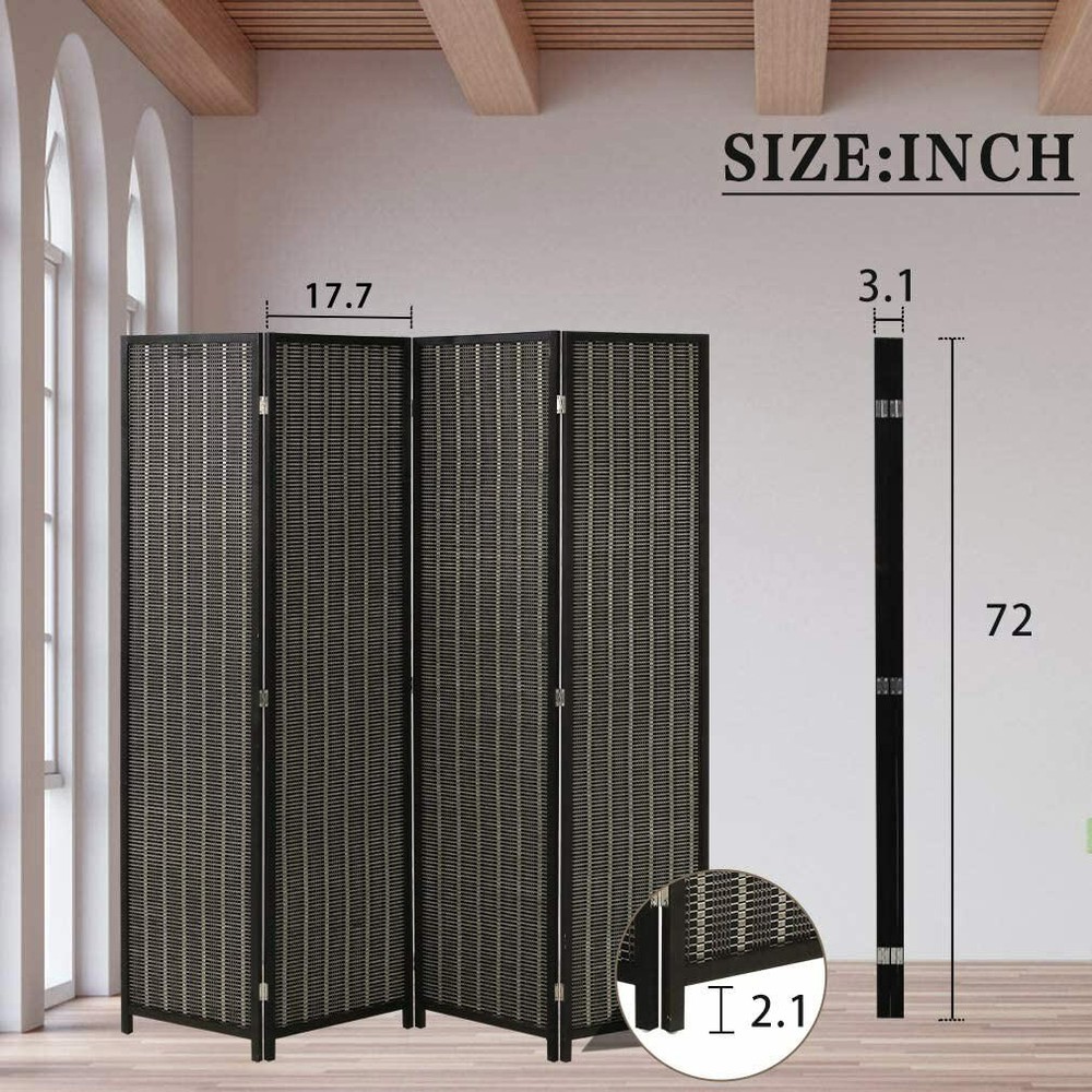 4 Panel Room Divider Privacy Screen Folding Bamboo Room Wall Seperating Divider