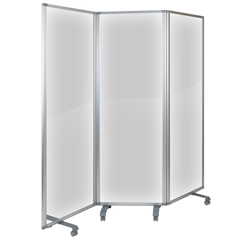 Transparent Acrylic Mobile Partition with Lockable Casters 3 sizes 1-3 sections