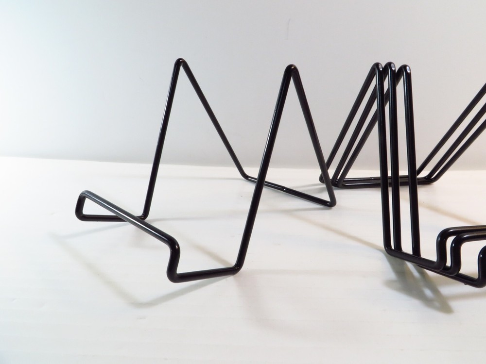 (4 Pack) Medium Size 3.5"x4" Plate Stand Black Square Wire Display