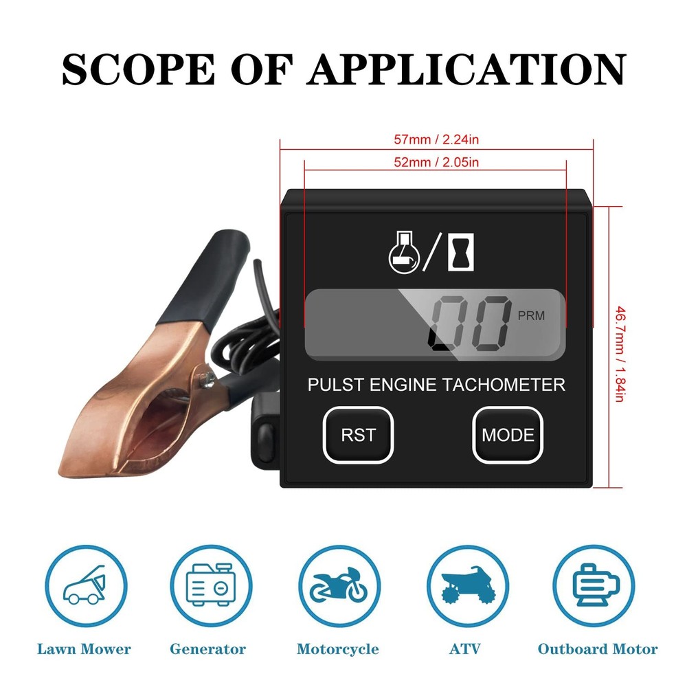Small Digital Engine Inductive Tachometer Digital Chainsaw Replaceable Batter...