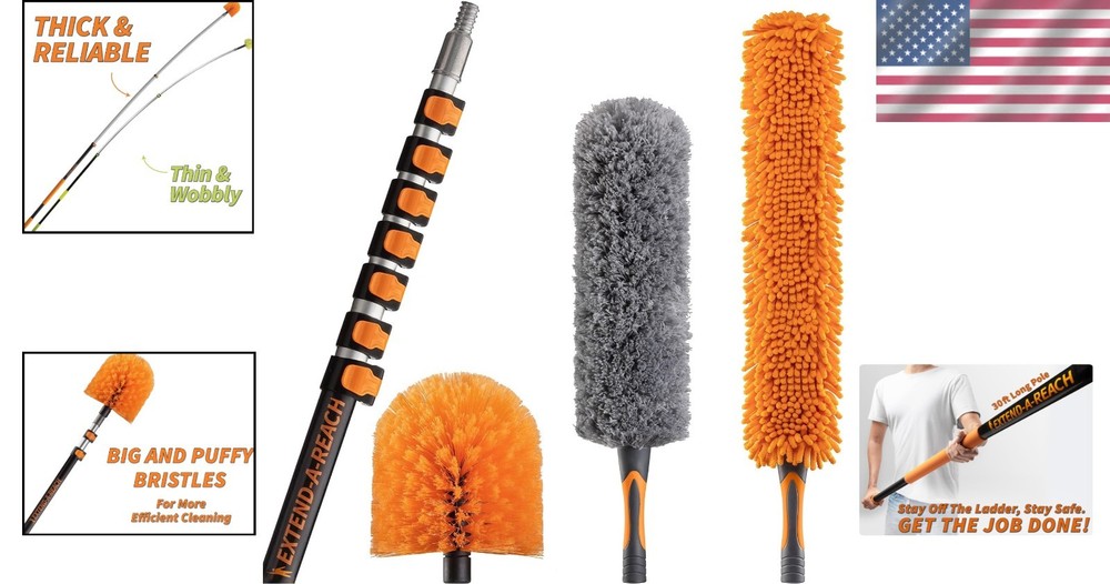 High Duster Kit 36ft 30ft Pole Telescopic Cobweb Feather Ceiling Fan