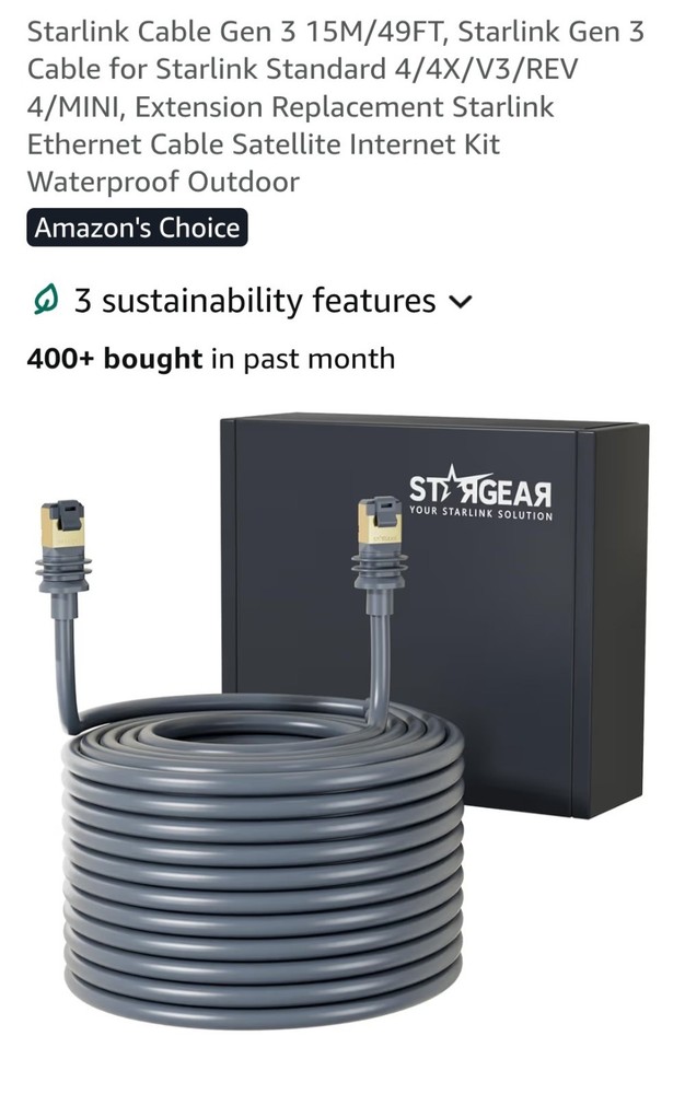 Starlink 3rd Gen 49ft Internet Cable