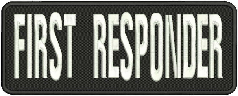 First Responder embroidery patch 4x10 hook border white letters