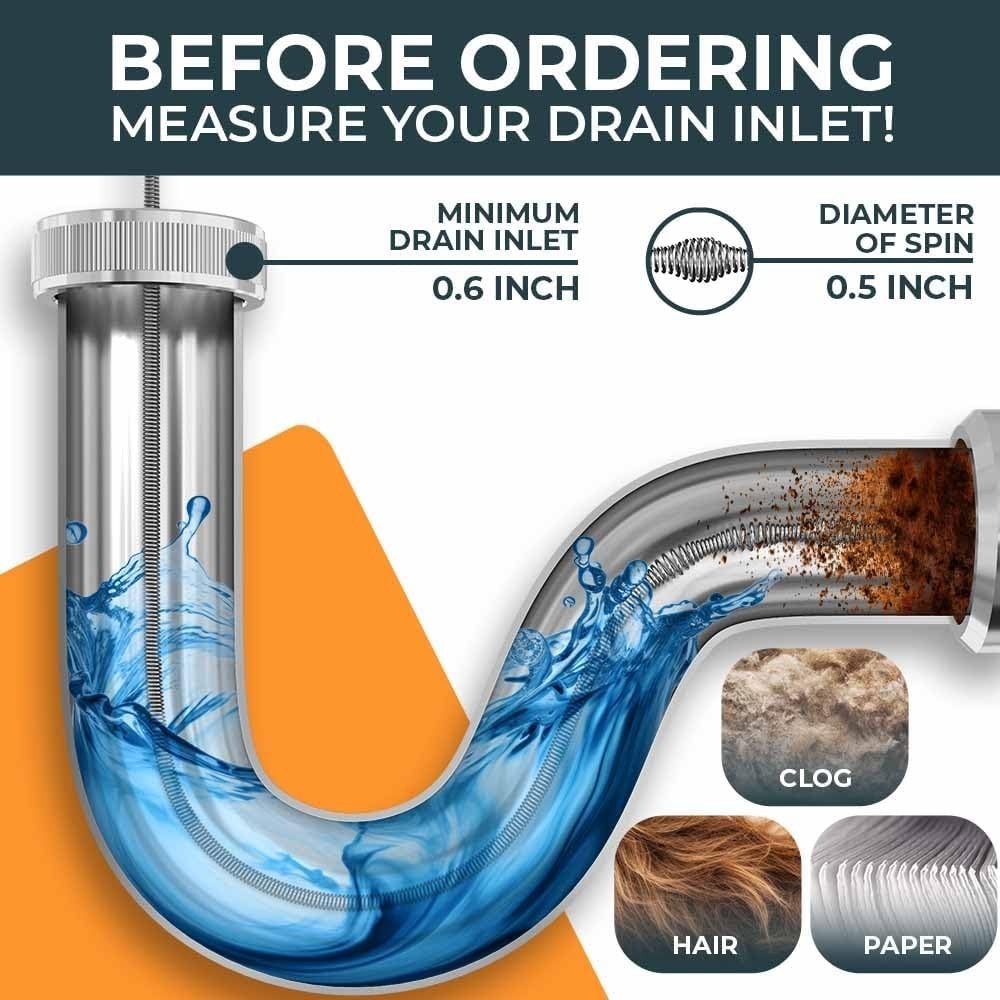 User-Friendly 50 FT Drain Snake with Video Instructions & Drill Attachment