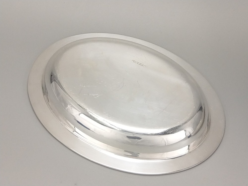 Silver plated entrée dish medium oval meat serving dish plated on copper