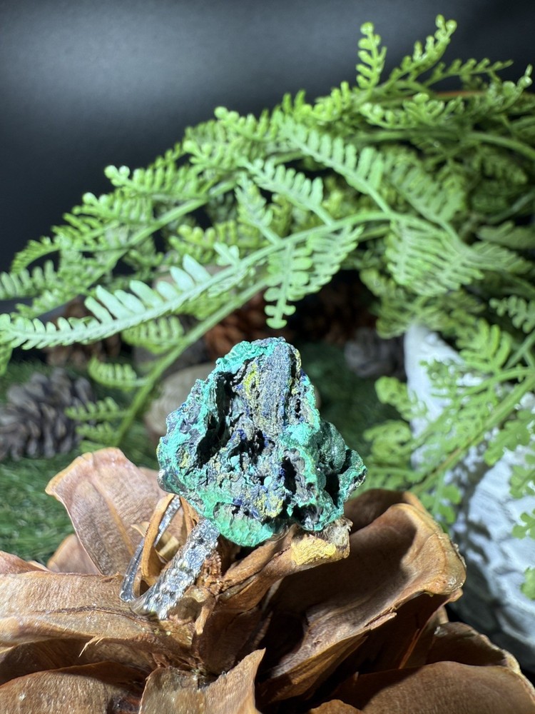 Malachite Ring Jewelry, Unique handmade crystal ring，Adjustable Ring
