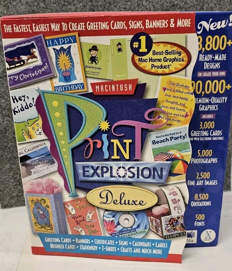 Print Explosion Deluxe Software For MAC Custom Design Cards Signs Banners. H4