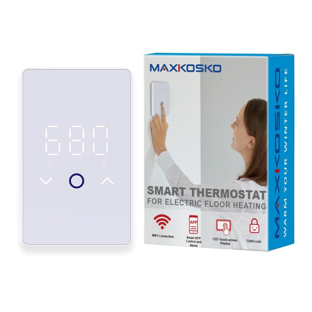 MAXKOSKO WiFi Touchscreen Programmable Thermostat for Electric Floor Warming