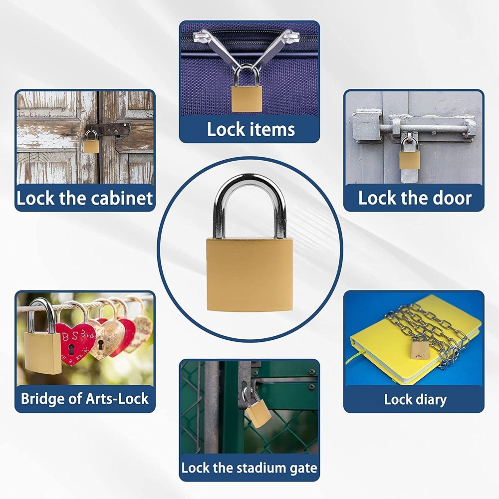 2 Pcs Small Keyed Padlocks, Locker Lock, Locks with Keys 32mm, Gold, Compact,...