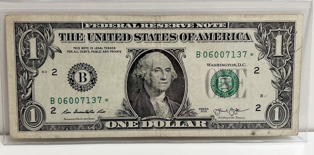 $1 2013 B Duplicate DC Star Note B06007137