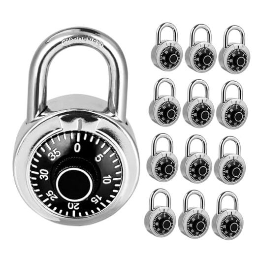 Combination Padlock 12 Pack, Fixed Dial Combination Padlock with 12 PACK Black