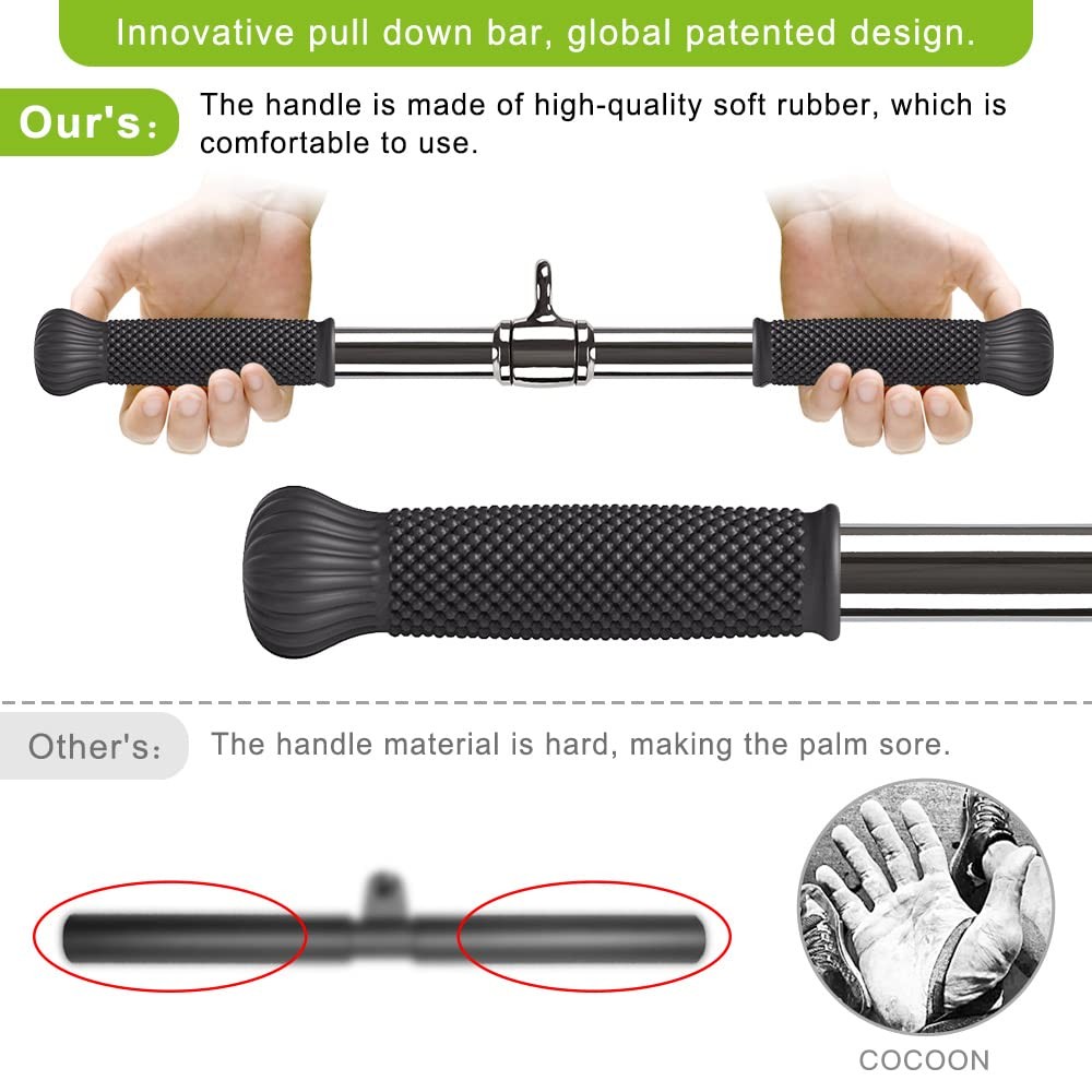 LAT Pull Down Cable Bar Machine Attachments for Gym, Rotating Straight Bar with