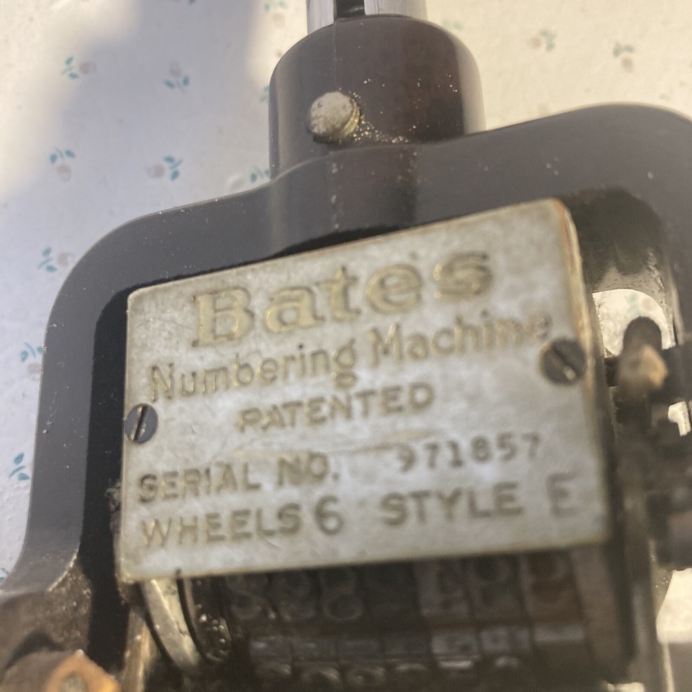 Vintage Bates Numbering Machine 6 Wheels Style E
