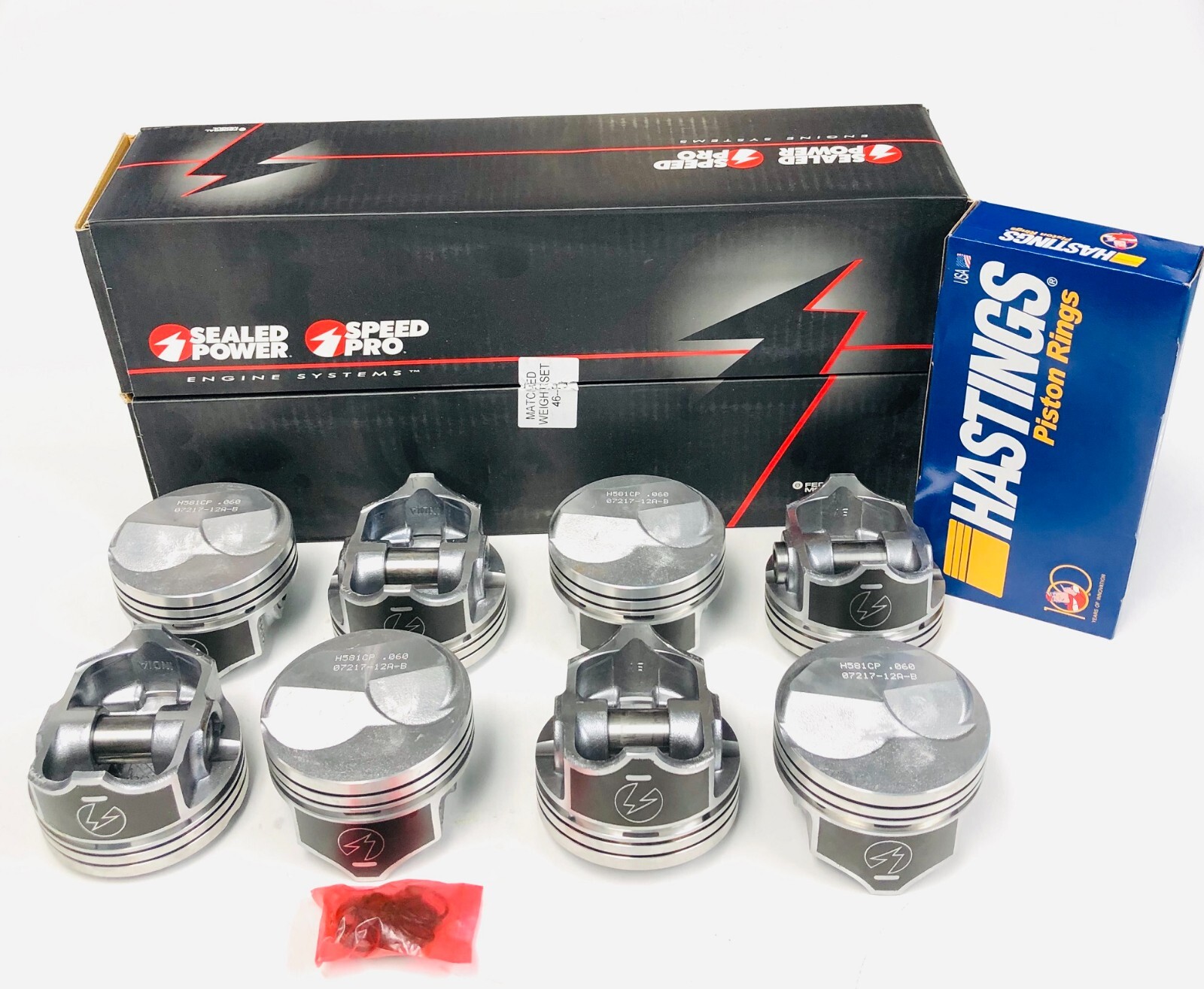 SPEED PRO Hypereutectic H581CP Pistons & Rings kit BBC Chevy 7.4L 454 cubic inch