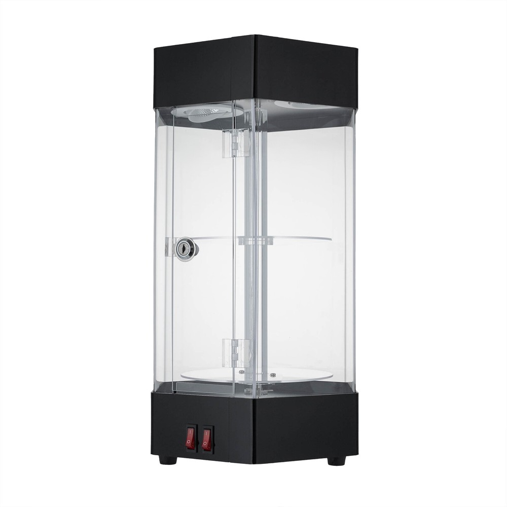 Electric Rotating Clear Display Case Hexagonal Display Case W/ 2 LED Lighting US