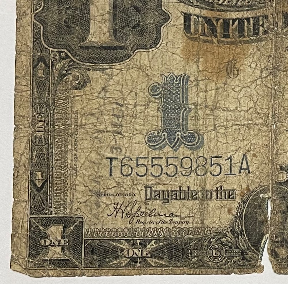 1899 $1 Silver Dollar Banknote — “Black Eagle Note.” -