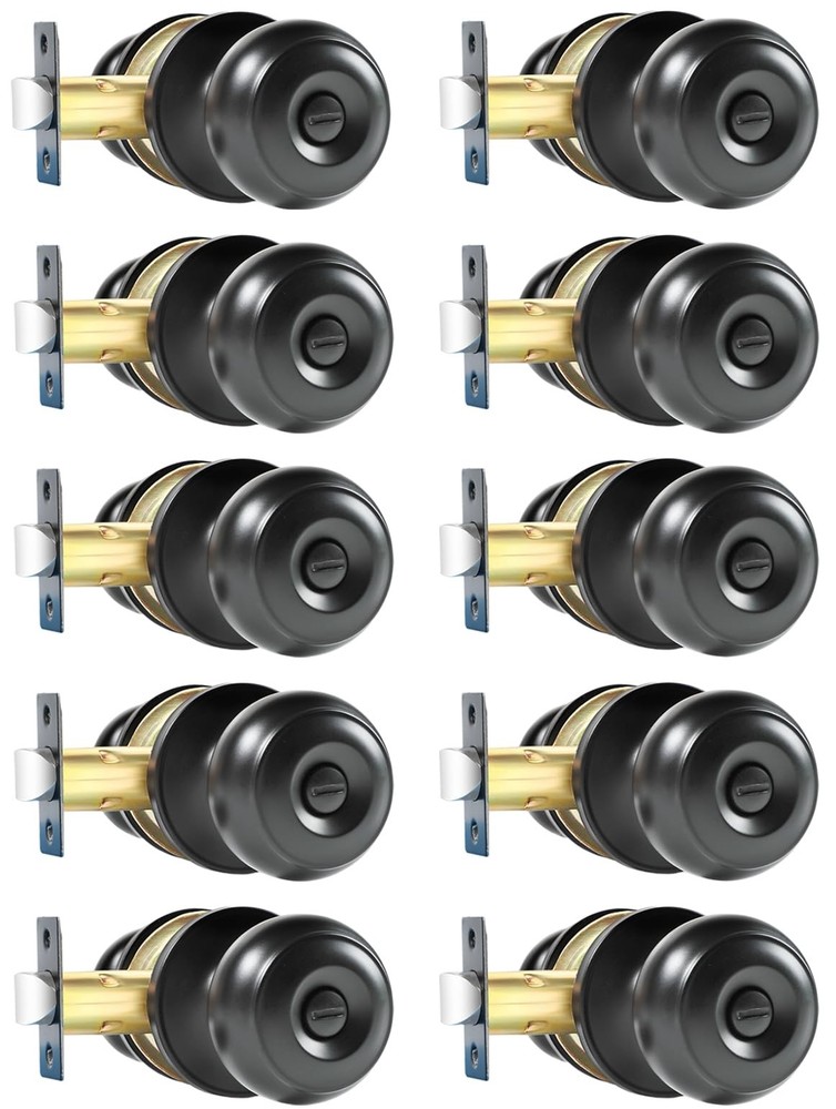 KAMOTA Privacy Door Knobs, 10 Pack Matte Black 10 Pack,