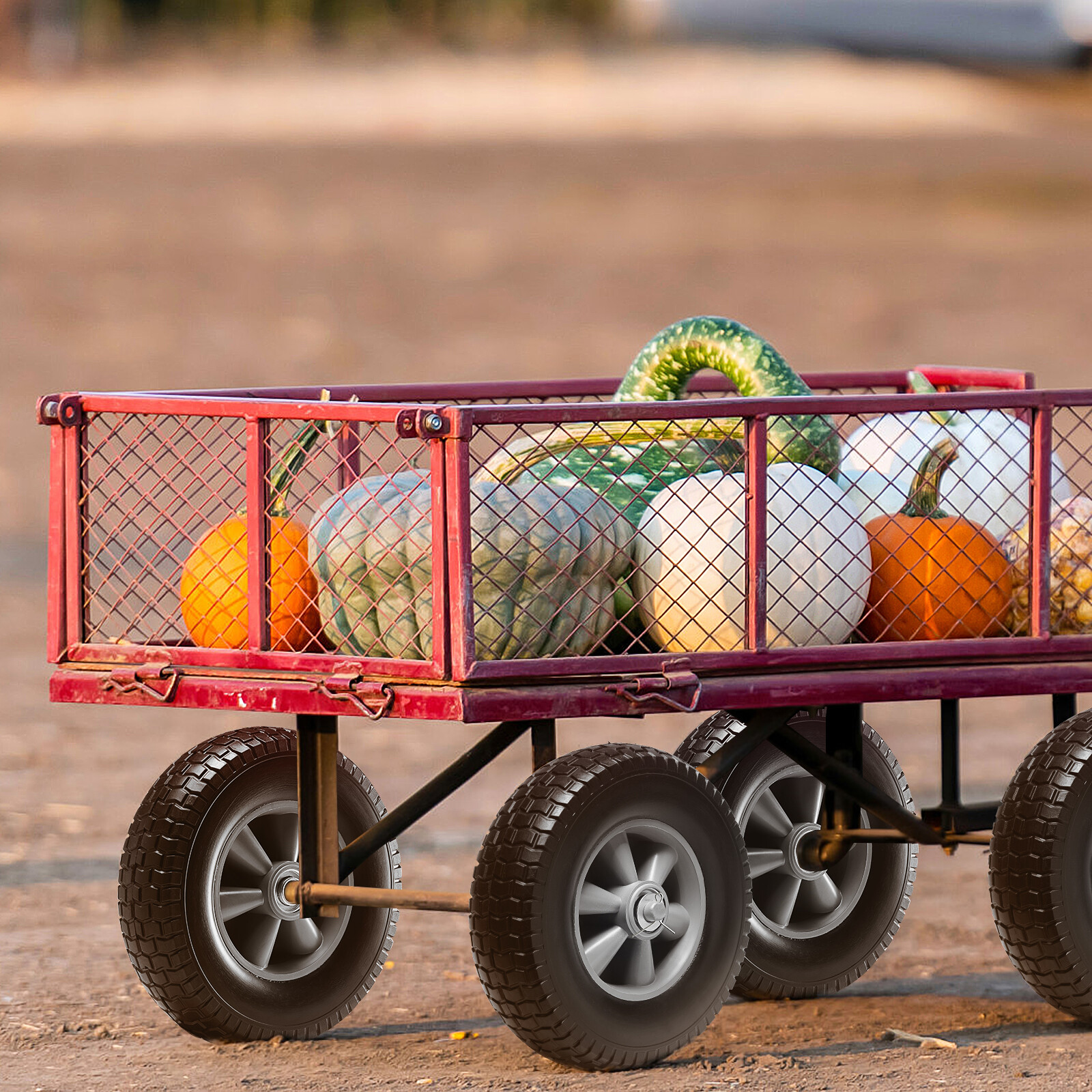 VEVOR 2-Pack 10x 2.5-4.5" Solid PU Run-Flat Tire Wheel Flat Free Tubeless Tires