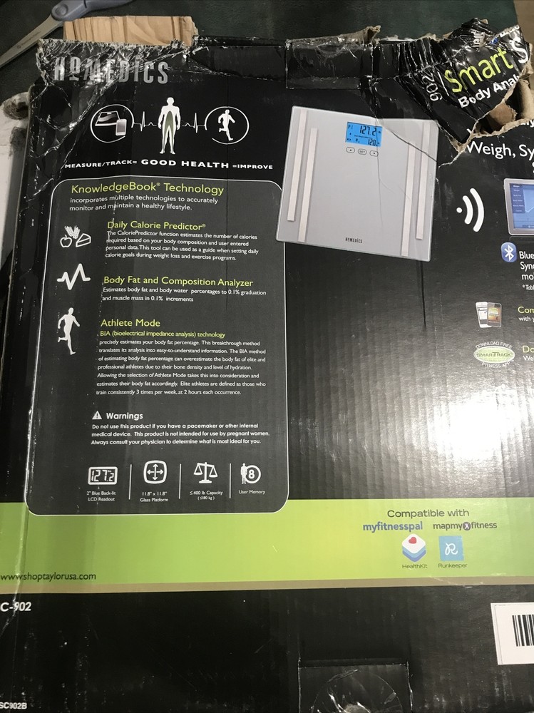 Homedics 902 Bluetooth Smart Scale Many Many Features Open Box