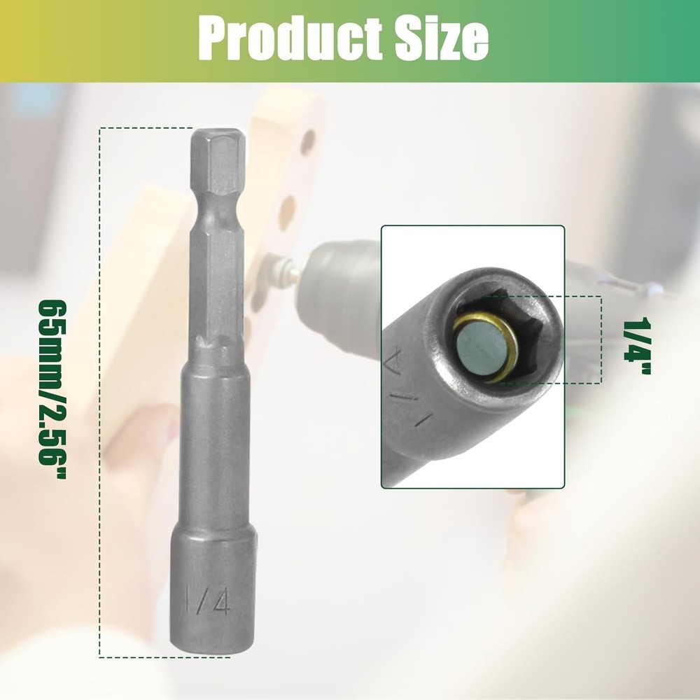 10-Piece 1/4" Hex Shank Magnetic Nut Driver Bit Set - Quick Change, Durable