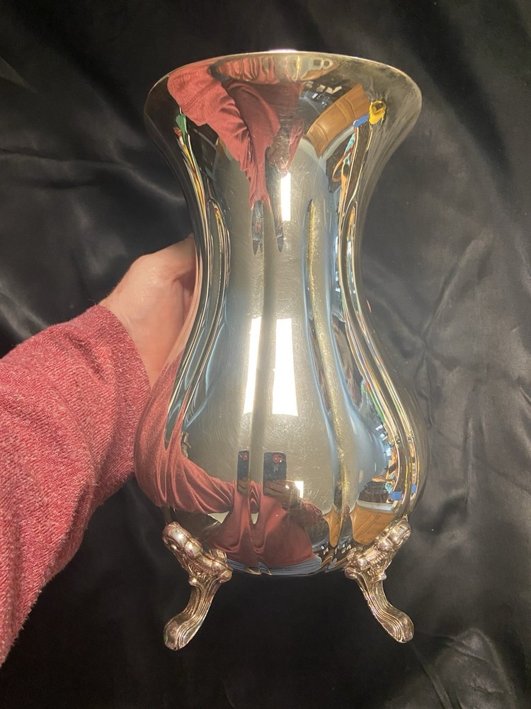 Vintage 80s Sheffield Silver Co Footed Water Pitcher Holloware S8506 9" Tall