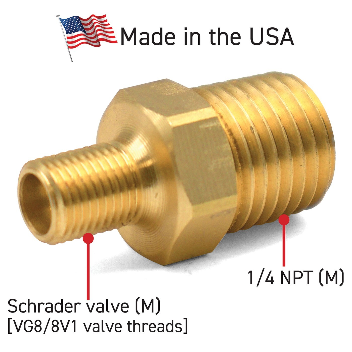 LockNFlate Tire Inflator Adapter 1/4 NPT (m) to Schrader Valve (m) - USED