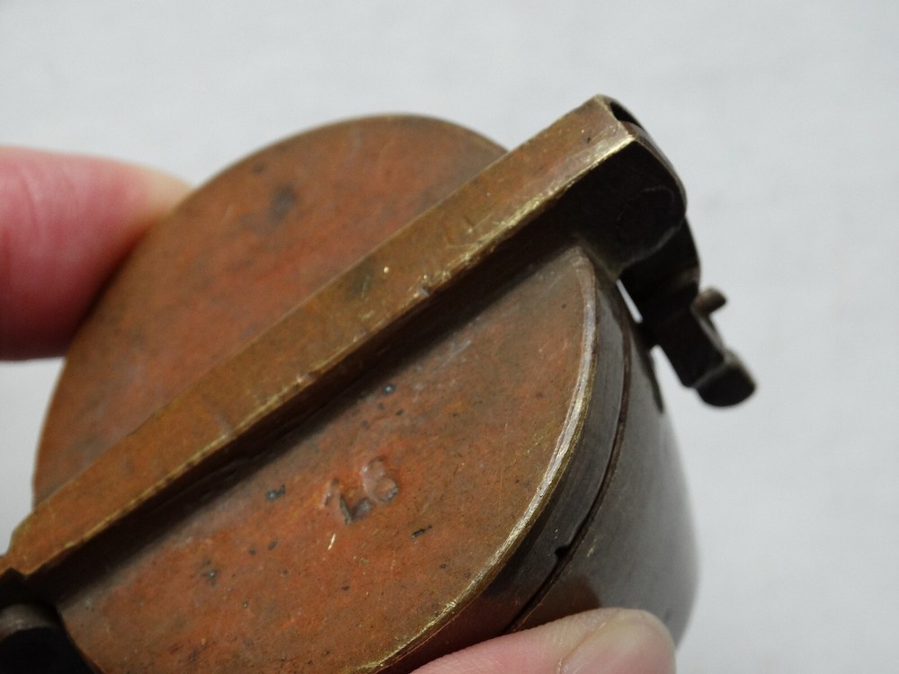 Antique (~18th c) Spanish Solid Brass Lidded Case, for Nested Weigth Set Medical