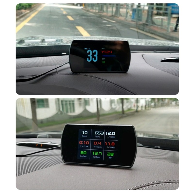Head Up Display Digital Navigation Speedometer Overspeed Alarm Diagnostic Meter