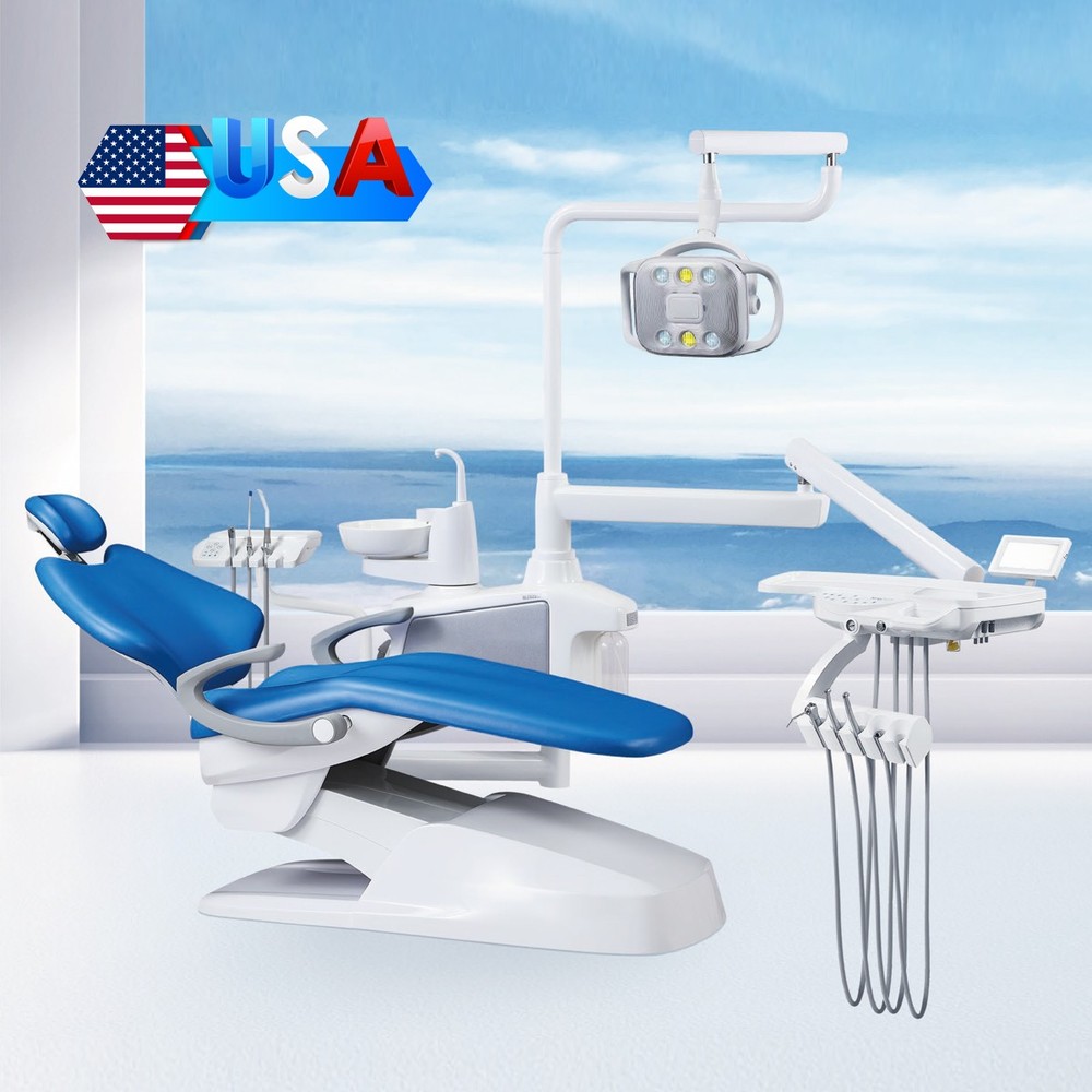 FDA Dental Chair Unit Computer Controlled DC Motor Hard Leather+Stool Kit/Sensor