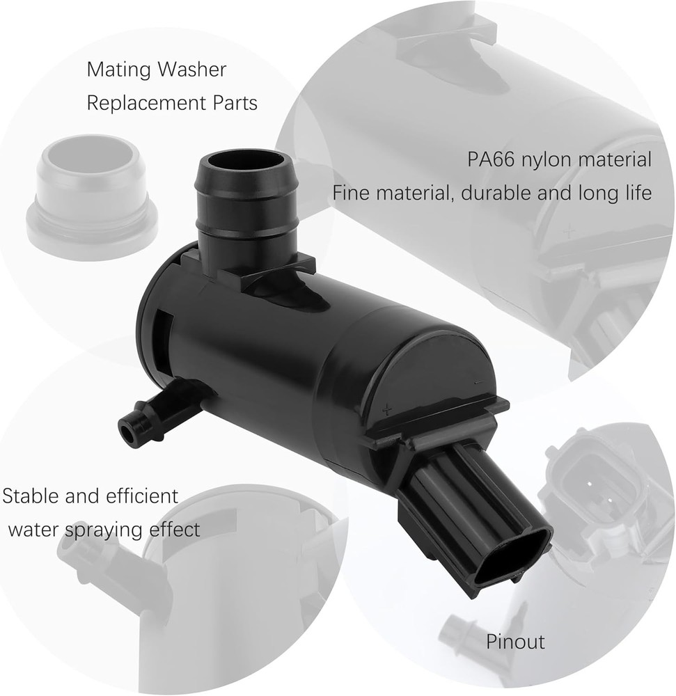 Windshield Washer Pump with Rubber Grommet,Windshield Washer Fluid Pump Replacem