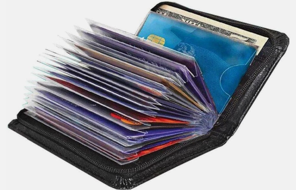 Lock RFID Wallet Slim Credit Cards holder Leather Secure Blocking
