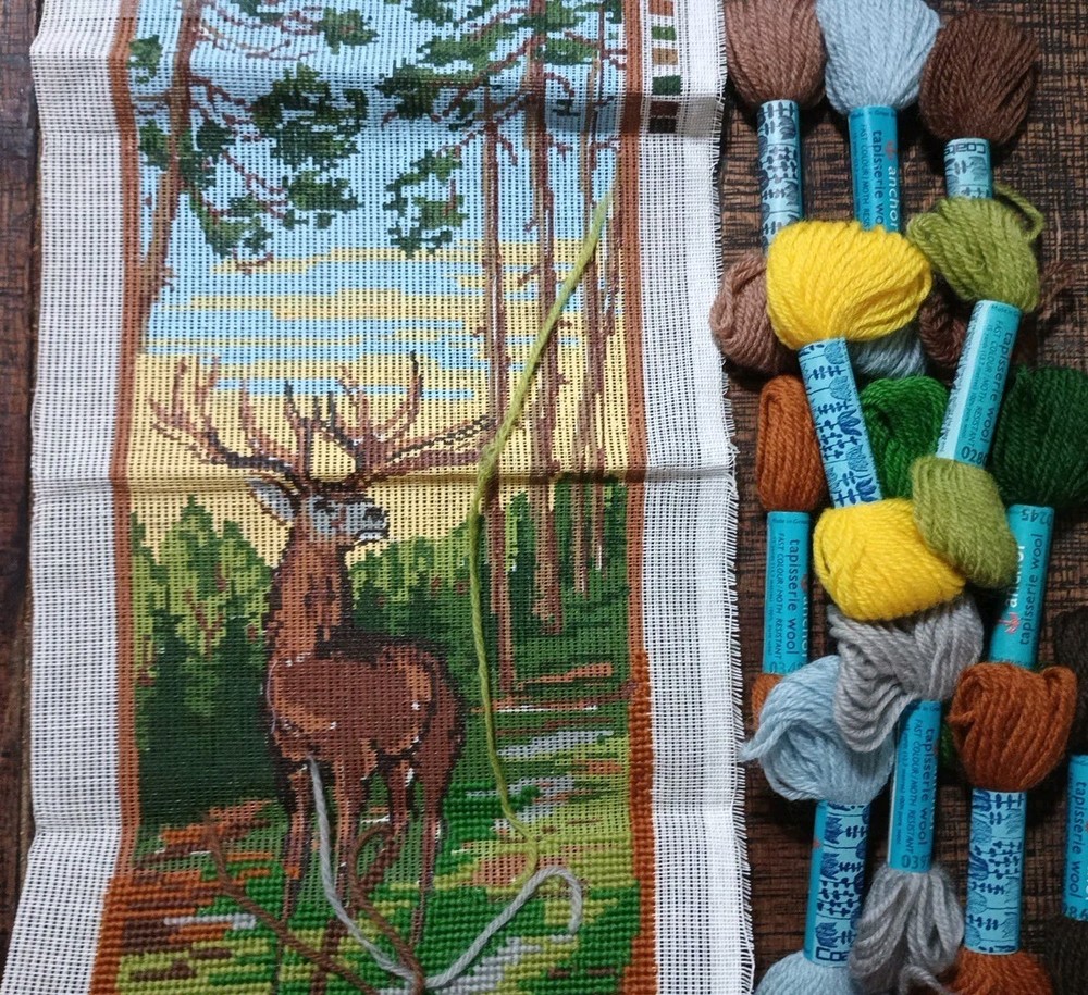 Denmark Ooe Needlework Canvas Deer Kit Wool Started